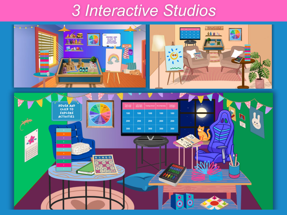 Humans Against Stress is a popular game for teen clients and works great online or in-person